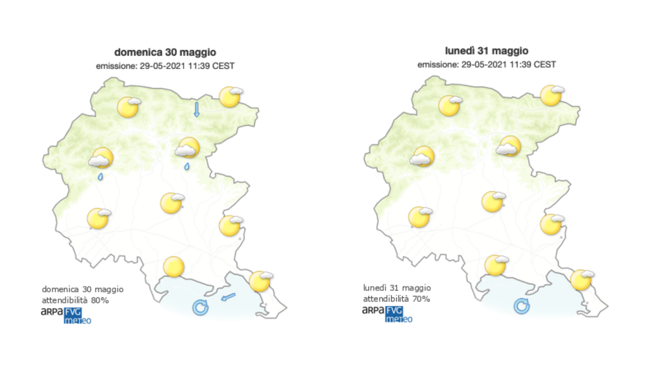 Immagine per Prosegue il sole e caldo sul Goriziano, c'è Bora sulla costa